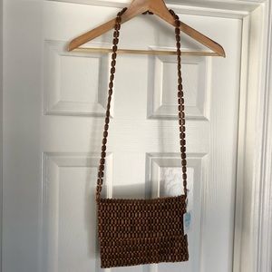 NWT Wood beaded crossbody purse